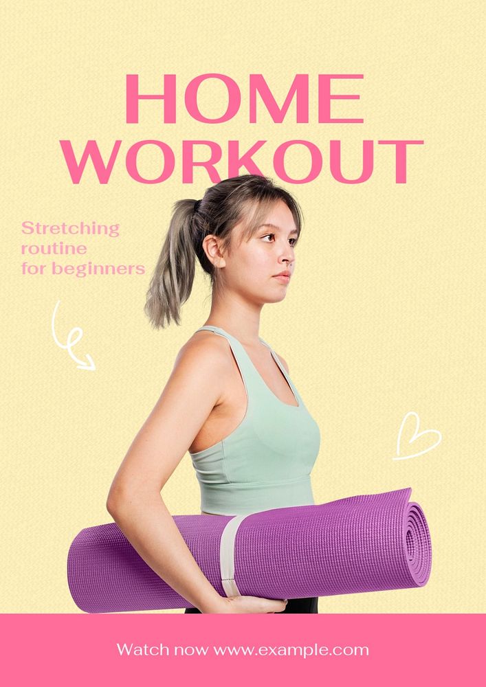 Home workout  poster template, editable text and design