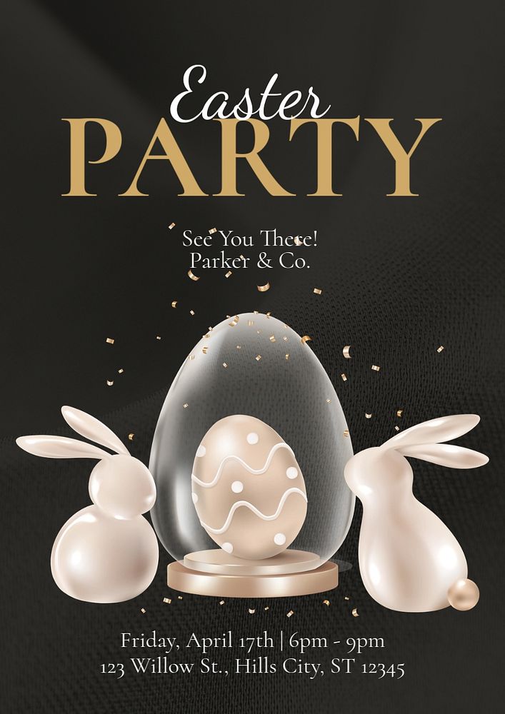 Easter party invitation  poster template, editable text and design