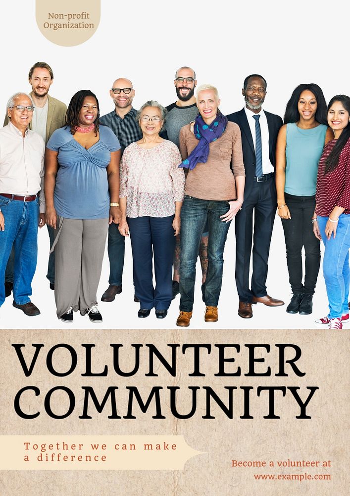 Volunteer community  poster template, editable text and design