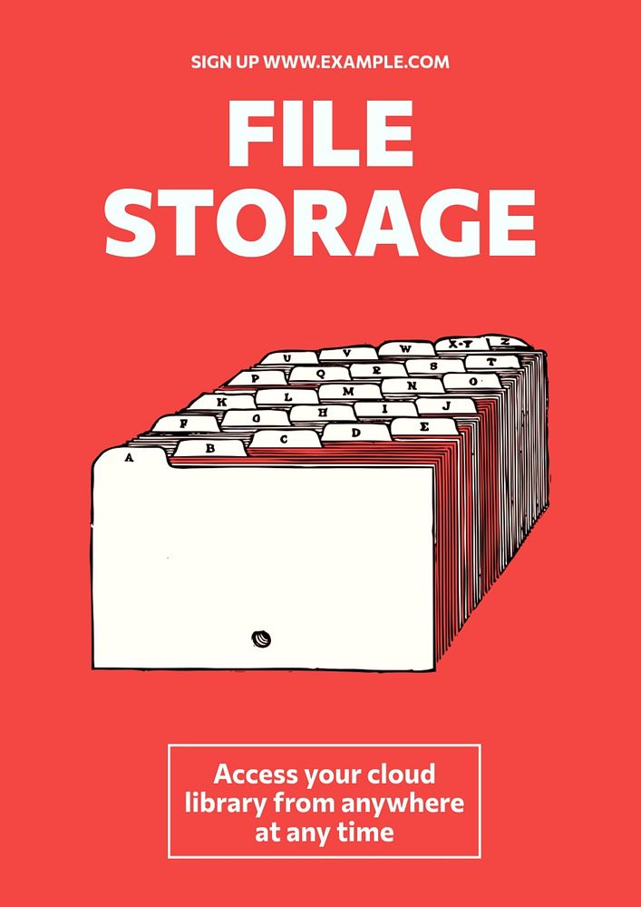 File storage  poster template, editable text and design