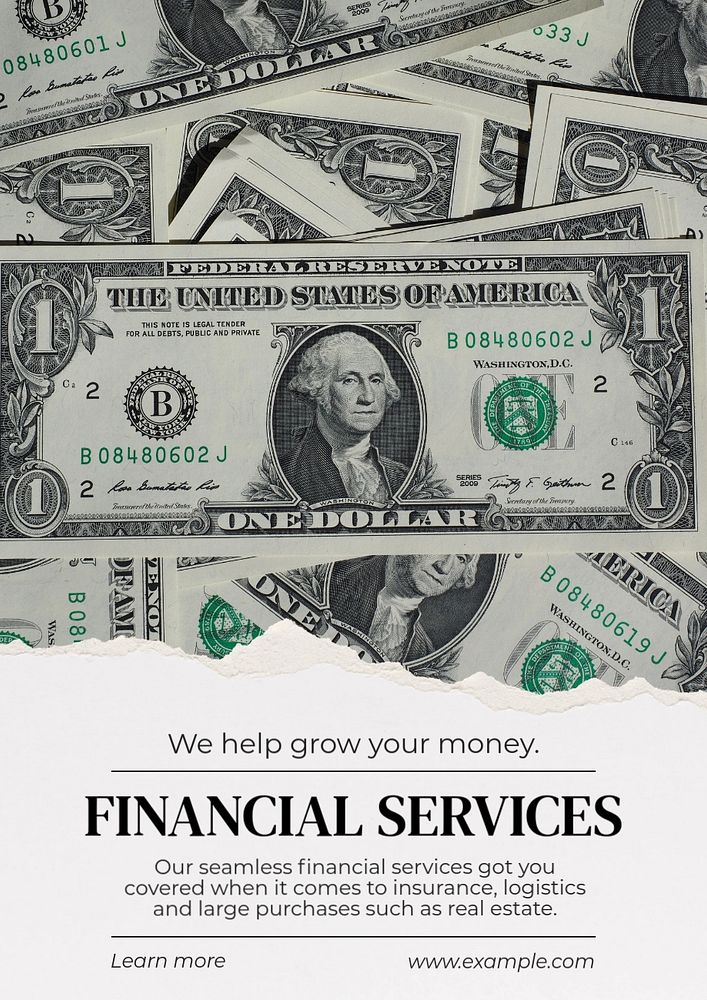 Financial services  poster template, editable text and design