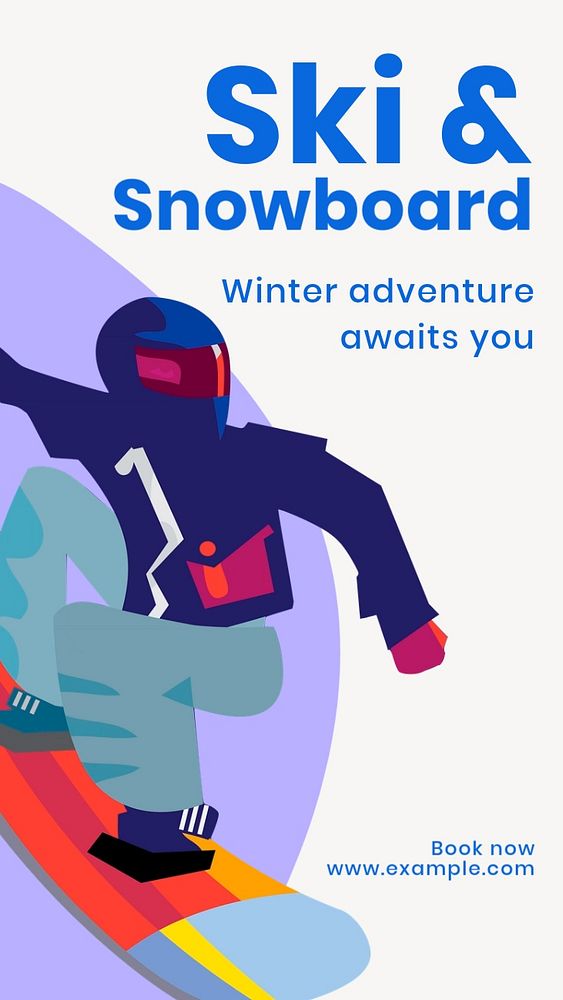 Ski & snowboard  Instagram story template, editable text