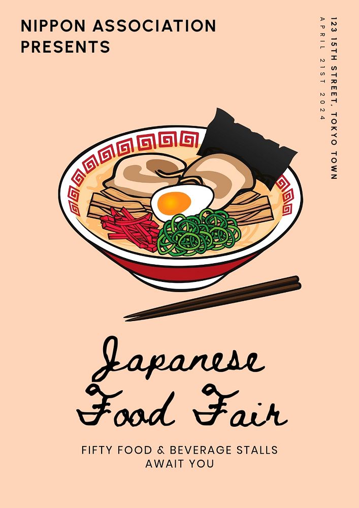 Japanese food fair  poster template, editable text and design