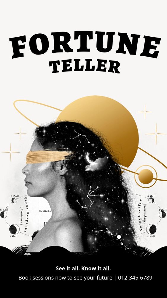 Fortune teller   Instagram story template, editable text