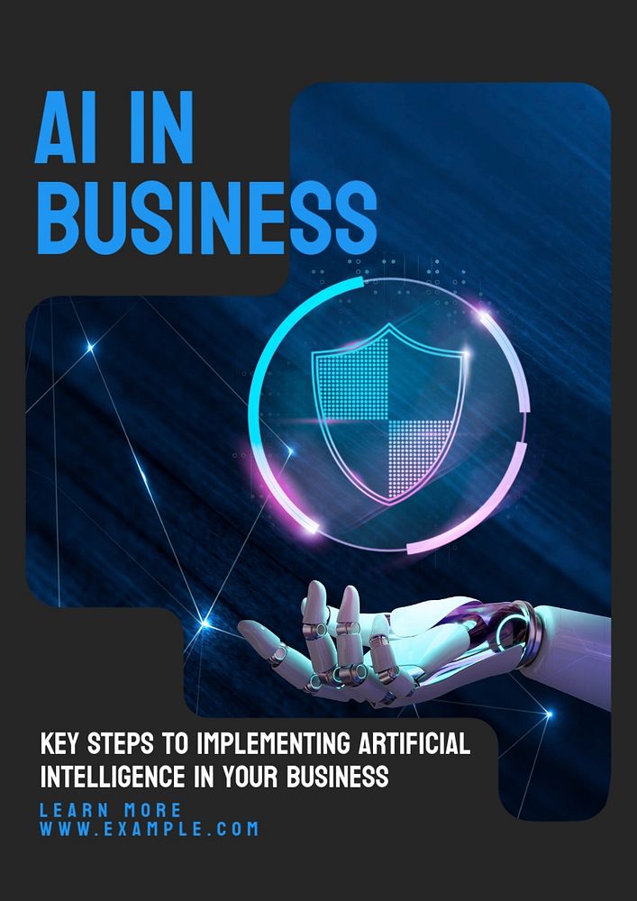 AI in business   poster template, editable text and design