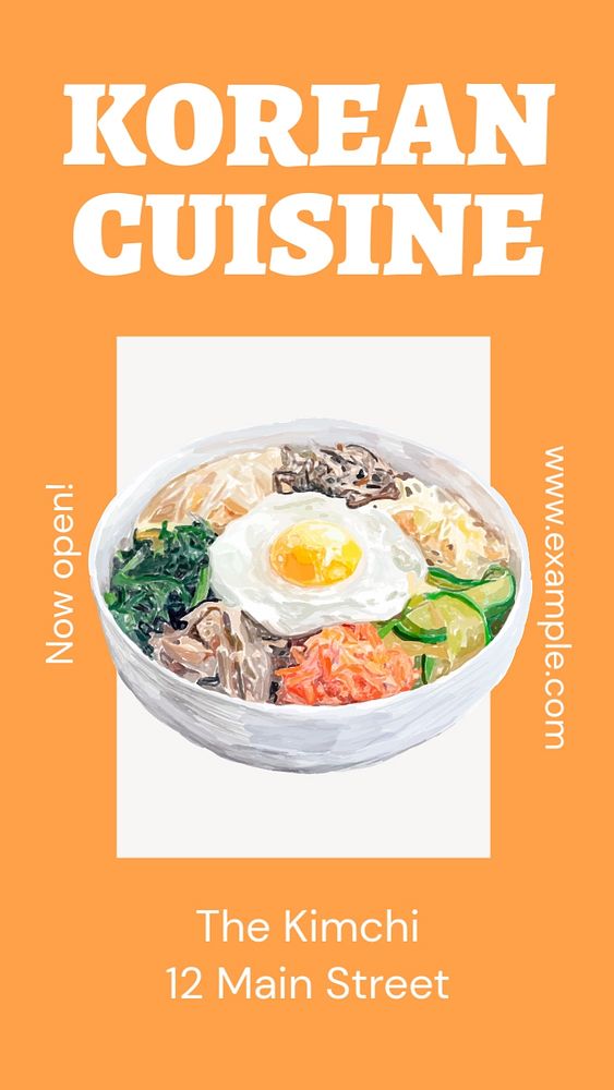 Korean cuisine  Instagram story template, editable text