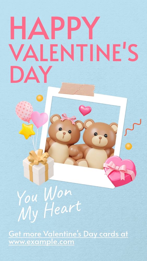 Valentine’s day  Instagram story template, editable text