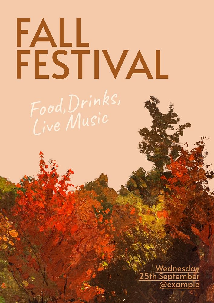 Fall festival, autumn  poster template, editable text and design