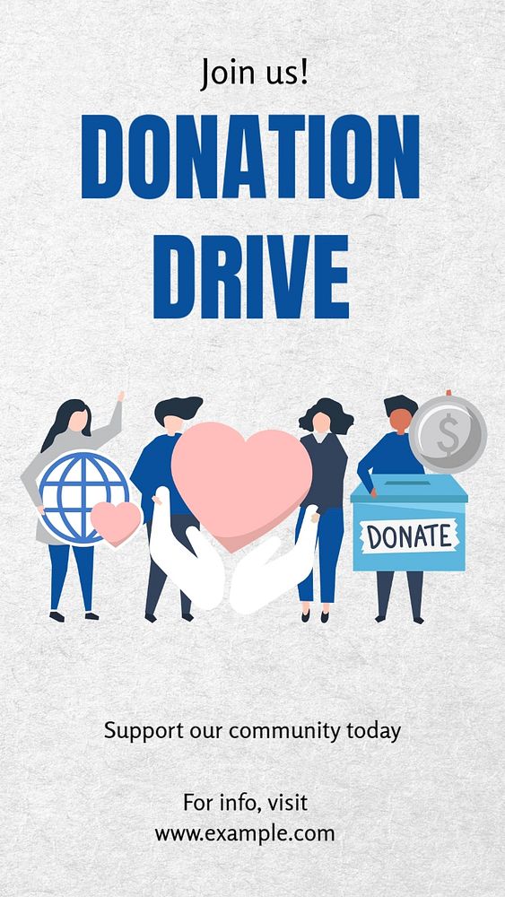 Donation drive  Instagram story template, editable text