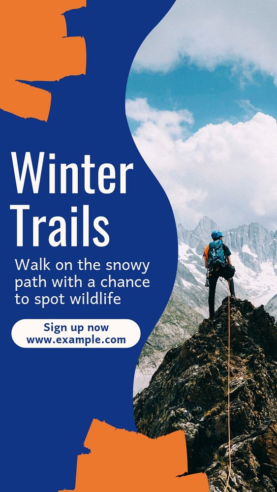 Winter trails  Instagram story template, editable text