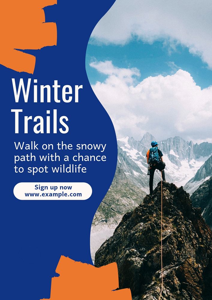 Winter trails  poster template, editable text and design