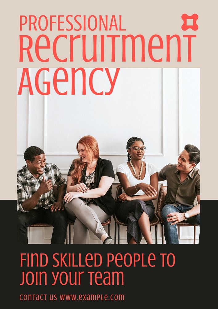 Recruitment agency  poster template, editable text and design