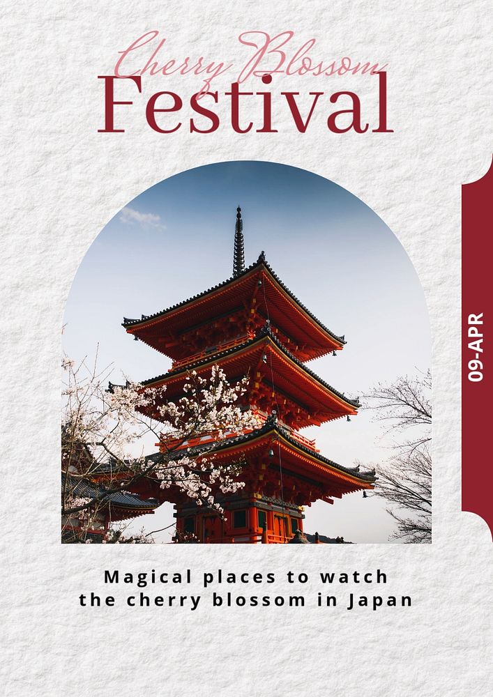 Cherry blossom festival  poster template, editable text and design