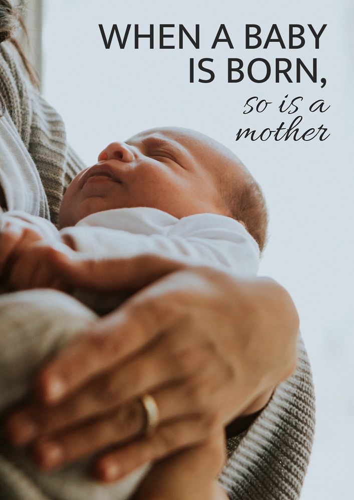 Mother & baby quote  poster template, editable text and design