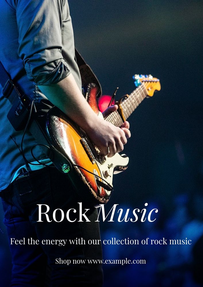 Rock music  poster template, editable text and design