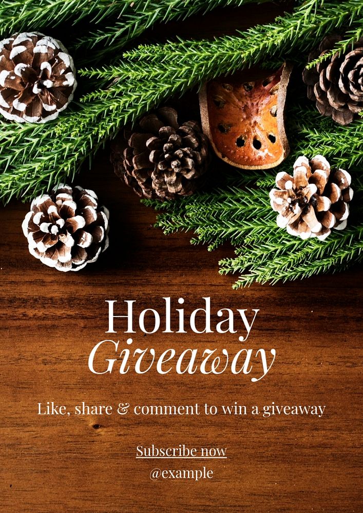 Holiday giveaway  poster template, editable text and design