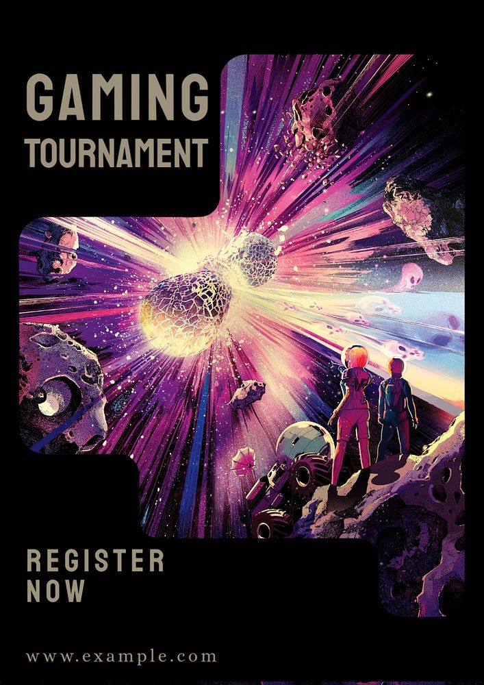 Gaming tournament  poster template, editable text and design