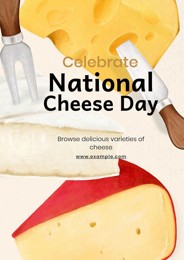 National cheese day poster template, editable text & design