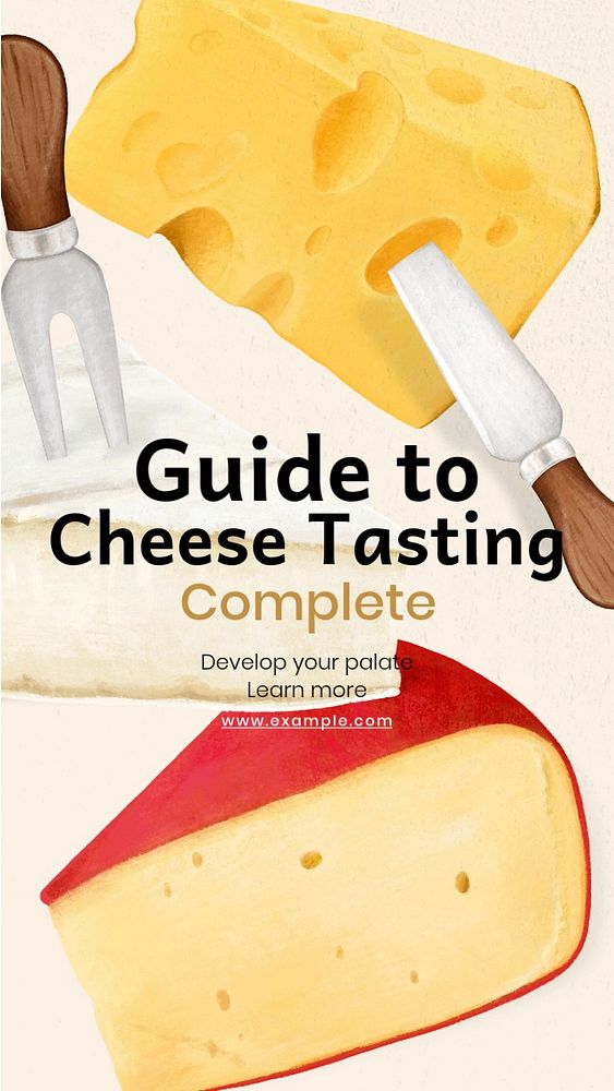 Cheese tasting guide Facebook story template, editable design