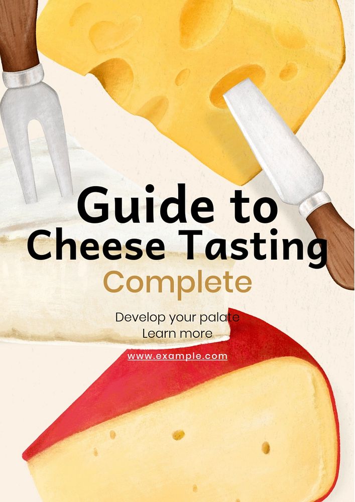 Cheese tasting guide poster template, editable text & design