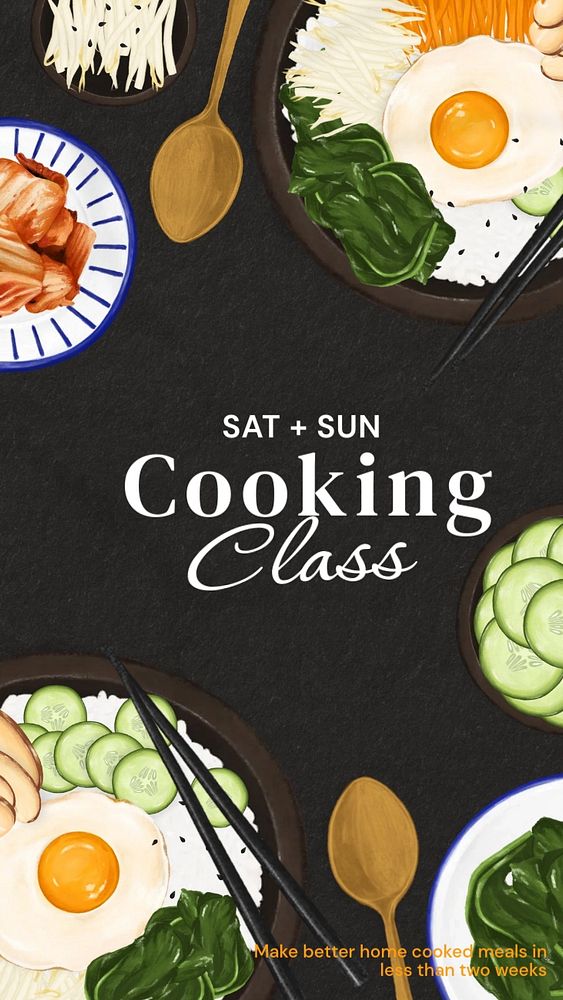 Cooking class Facebook story template, editable design