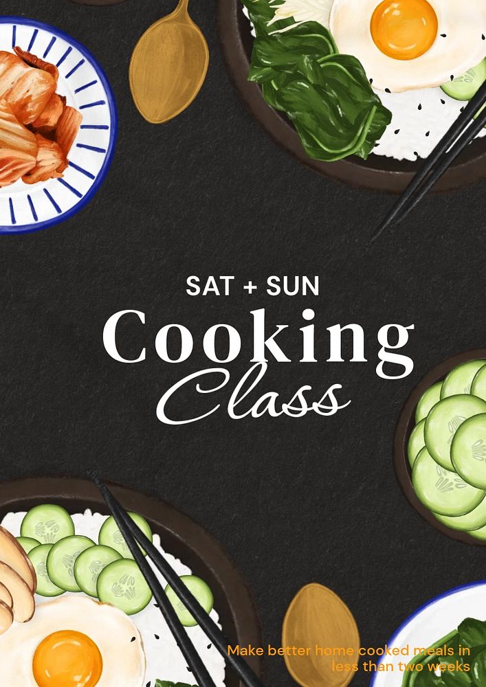 Cooking class poster template, editable text & design