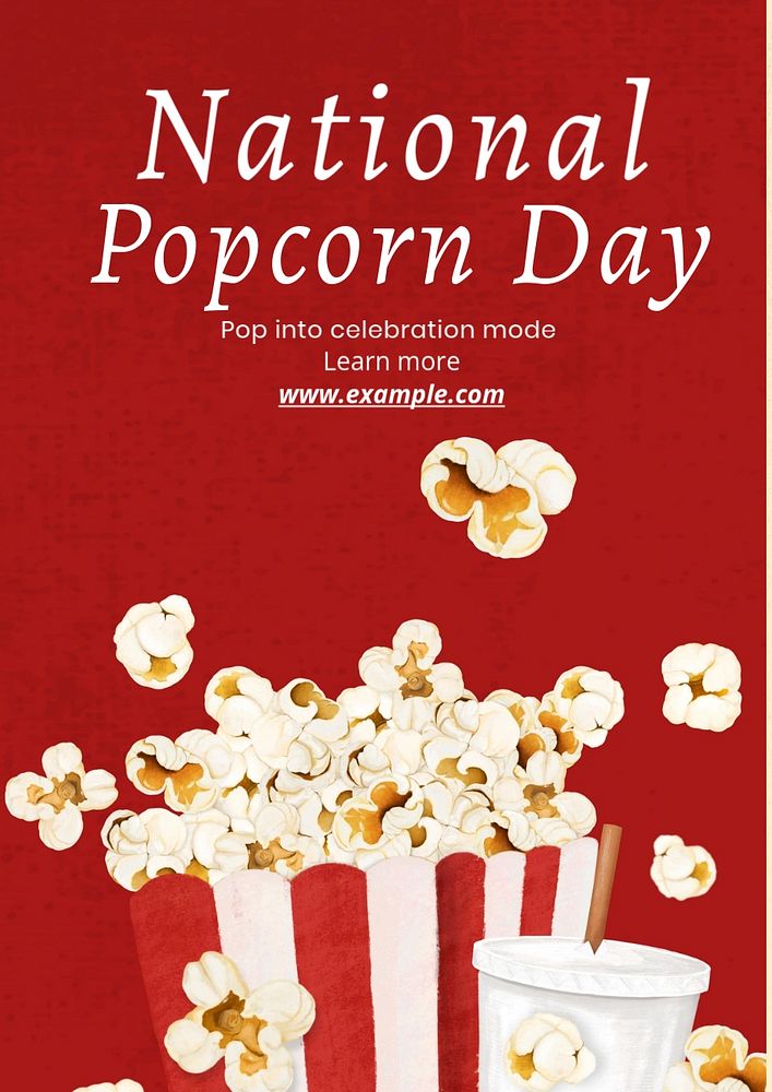 National popcorn day poster template, editable text & design