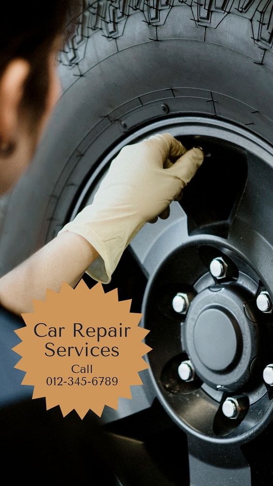 Car repair  Instagram story template, editable text