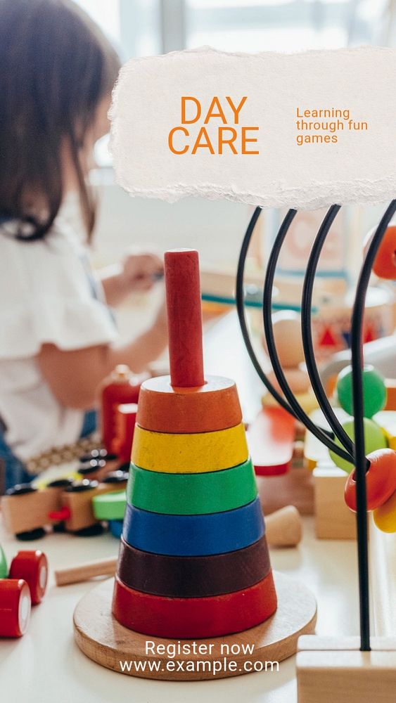 Day care  Instagram story template, editable text