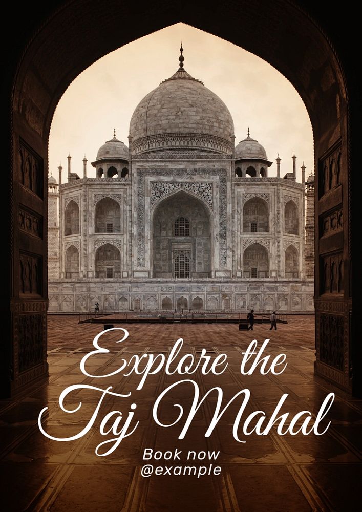 Taj Mahal poster template, editable text & design