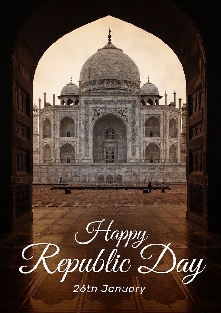 Happy republic day poster template, editable text & design