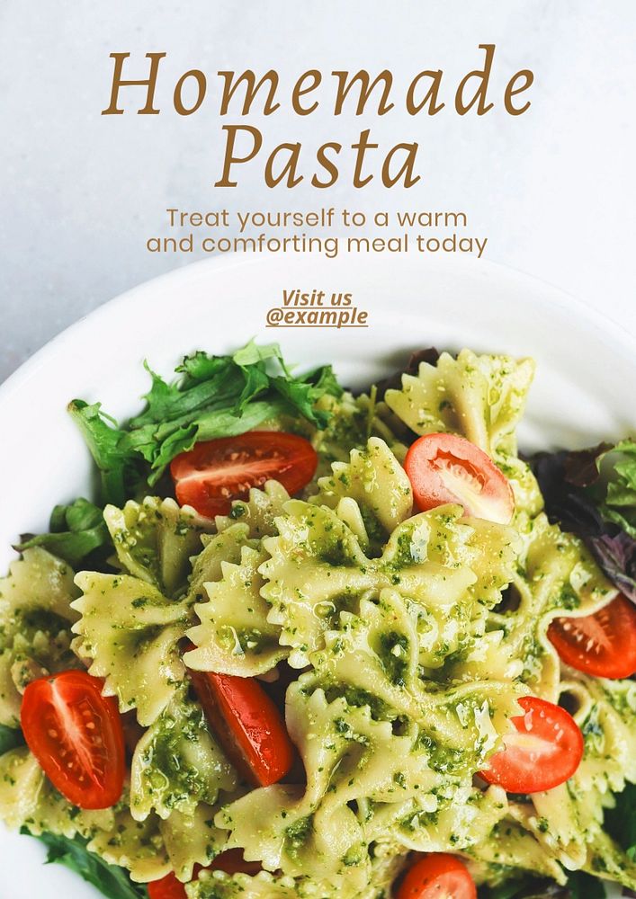 Homemade pasta poster template, editable text & design