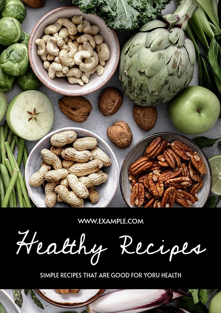 Healthy recipes  poster template, editable text & design