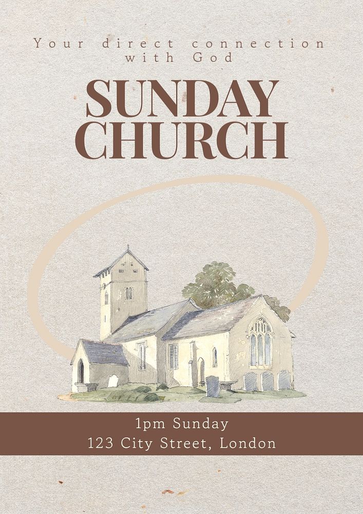 Sunday church post template, editable social media design