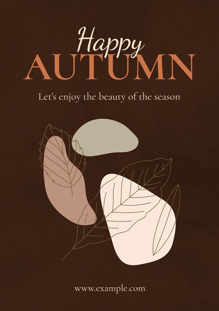 Happy autumn poster template, editable text & design