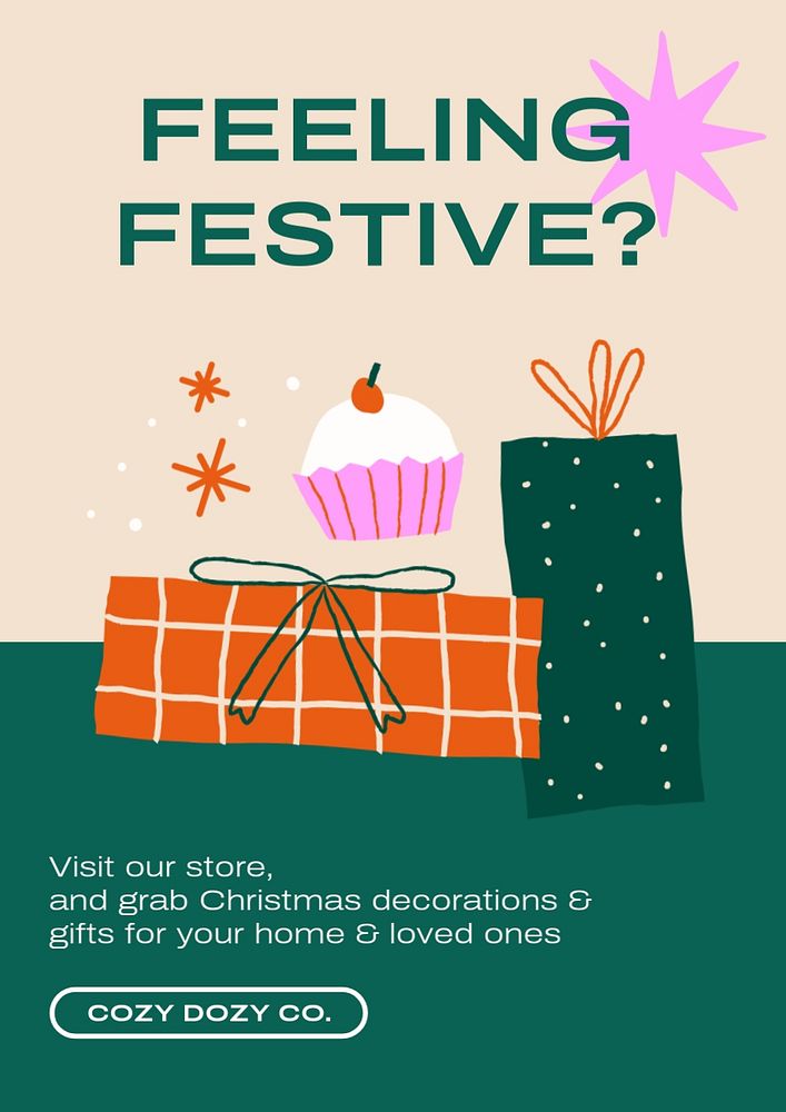 Christmas shopping post template, editable social media design