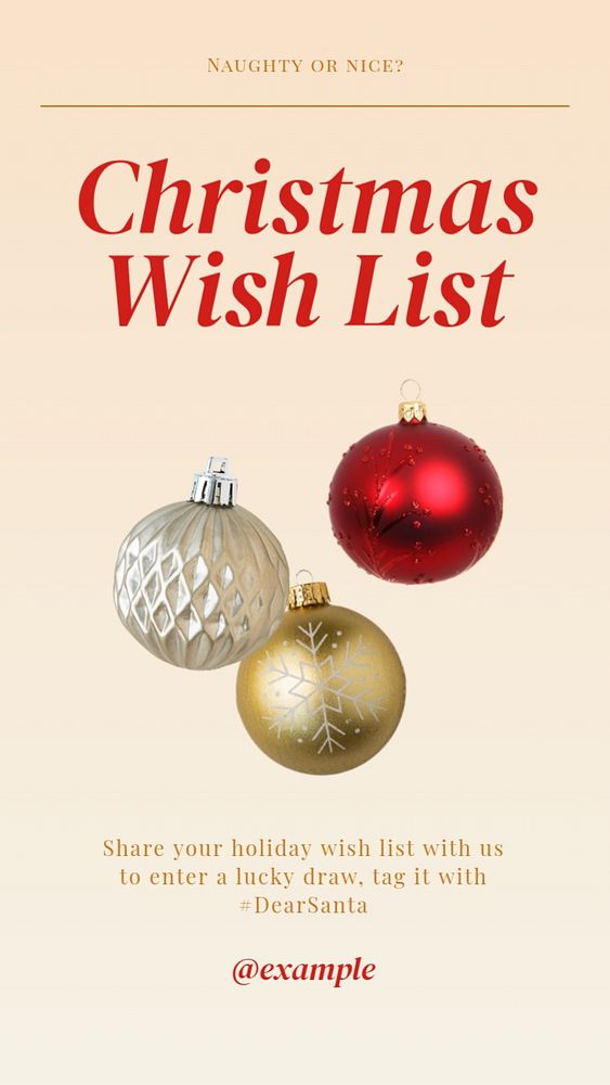 Christmas wish list Instagram story template, editable text