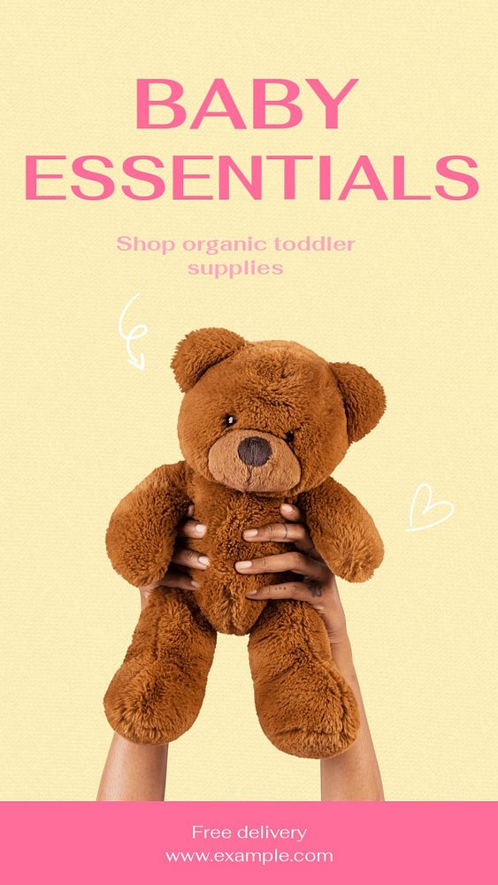 Baby essentials Instagram story template, editable text