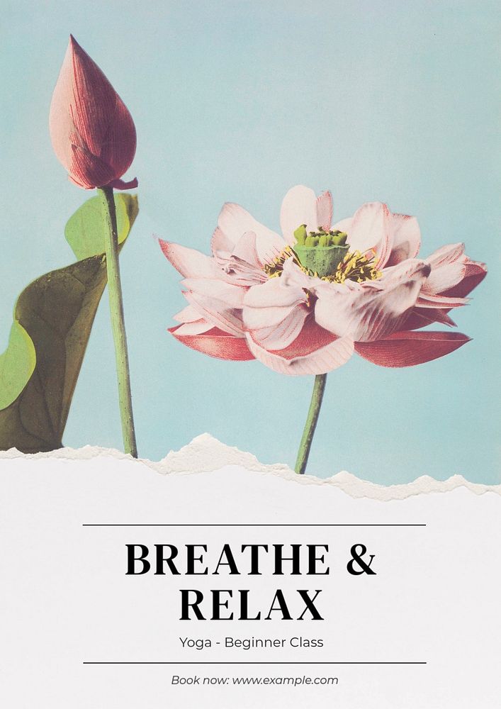 Breathe & relax, yoga poster template, editable text & design