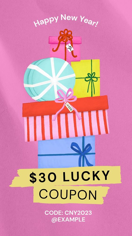 Lucky coupon Instagram story template, editable text