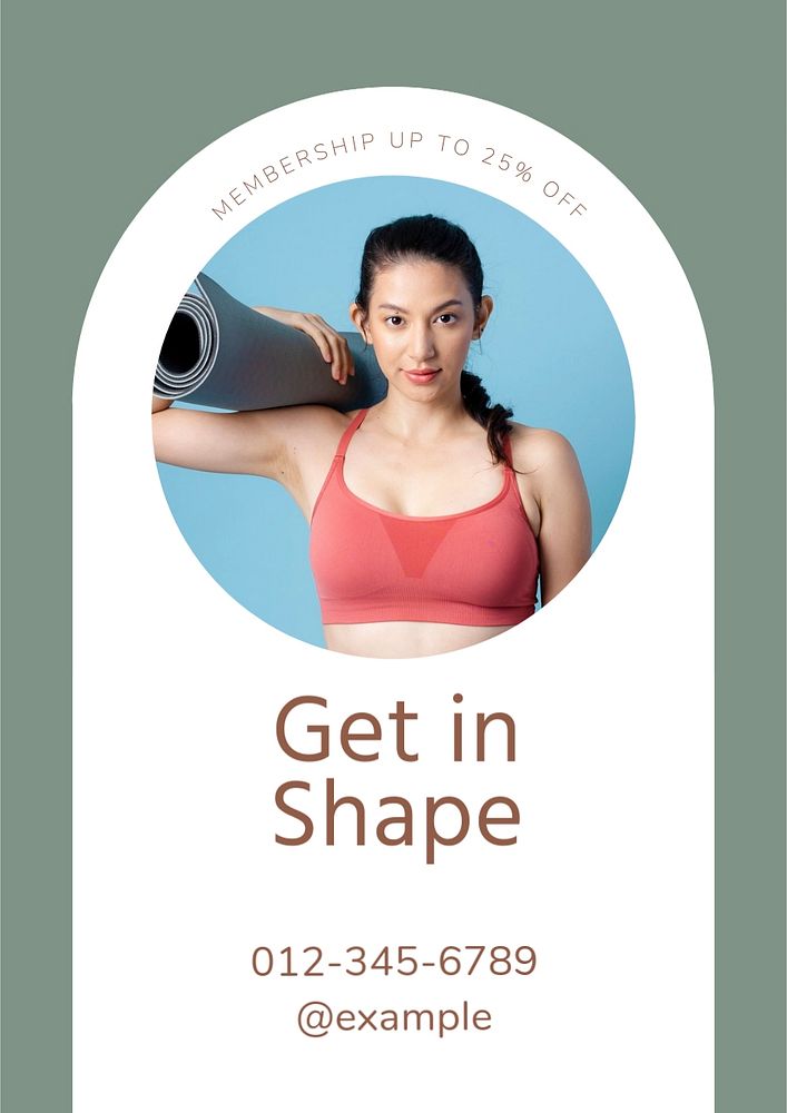 Get in shape poster template, editable text & design