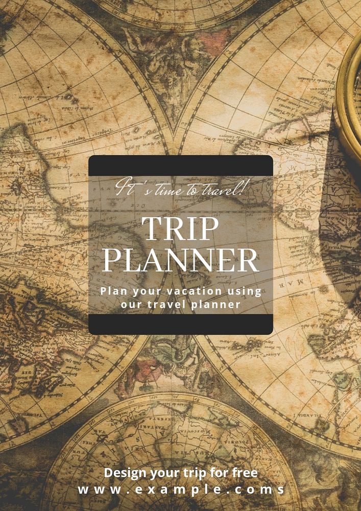 Trip planner  poster template, editable text & design