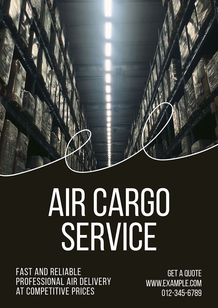 Air cargo service poster template, editable text & design