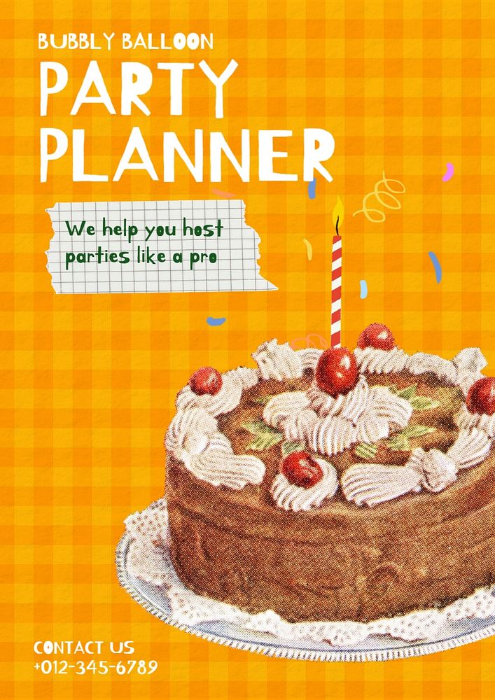 Party planner poster template, editable text & design