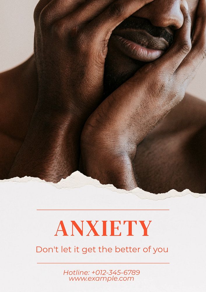 Anxiety hotline poster template, editable text & design