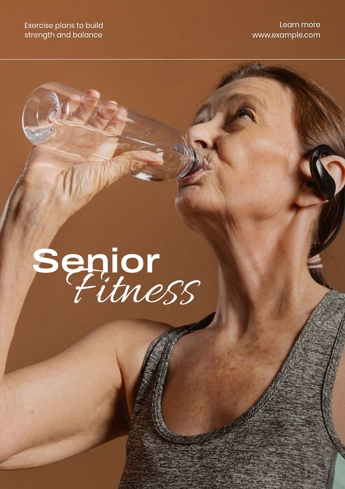 Senior fitness poster template, editable text and design