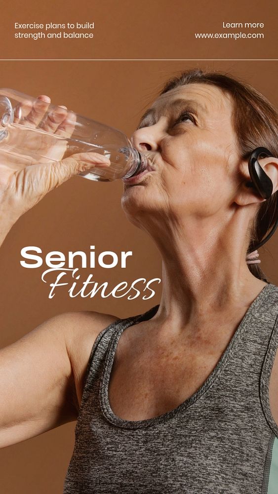 Senior fitness Instagram story template, editable text