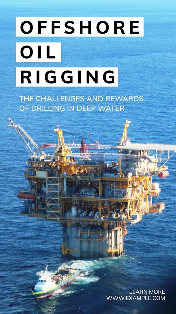 Offshore oil rigging Instagram story template, editable text