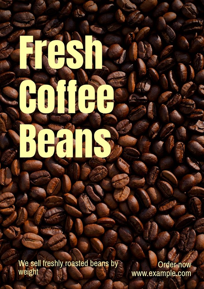 Fresh coffee beans poster template, editable text and design