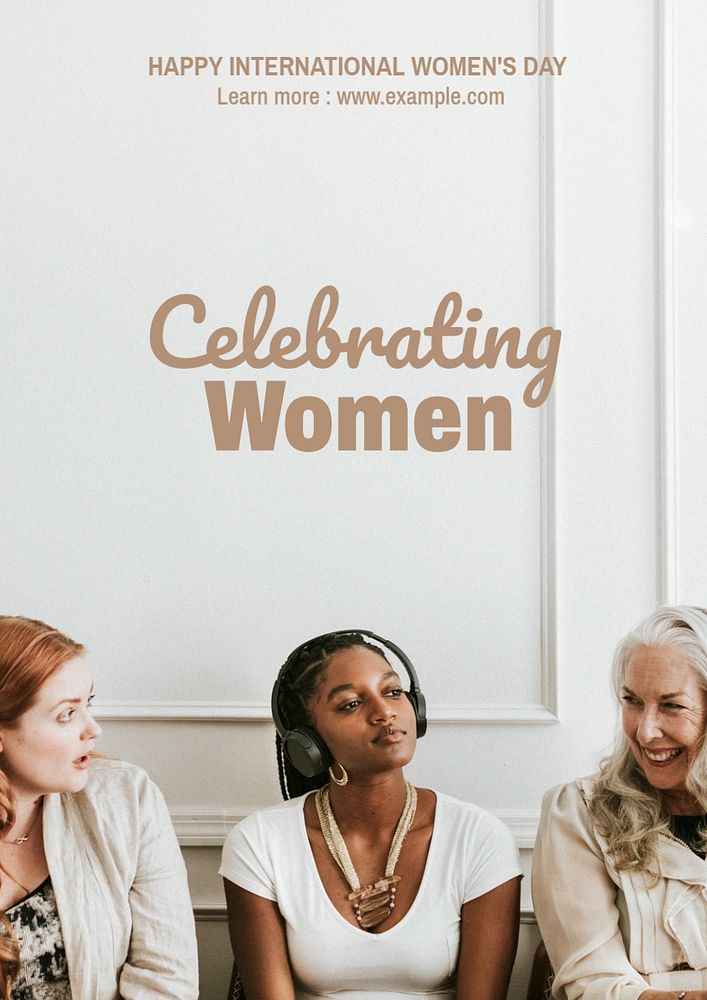 Celebrating women poster template, editable text and design